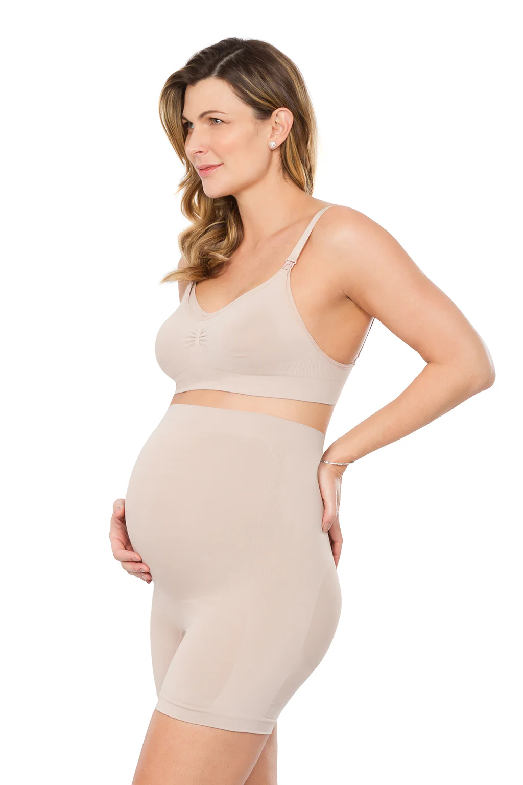 Seamless High Waist Abdomen and Back Support Pregnancy Bermuda - Image 4